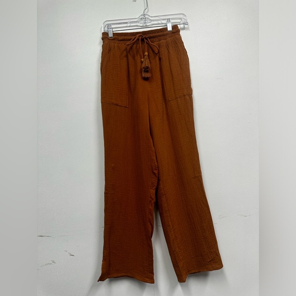 Gilli Pants - Camel 100% cotton pant with pockets and rayon lining